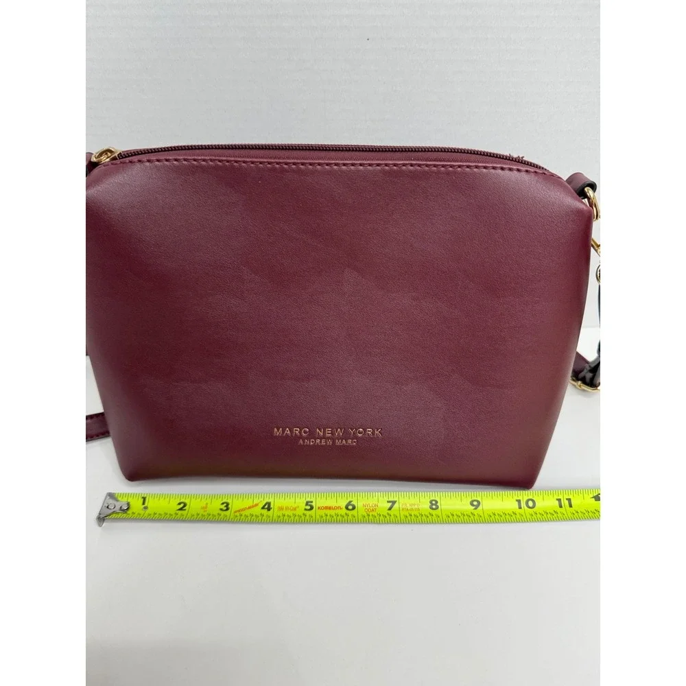 Marc New York Andrew Marc Burgundy Crossbody Bag Gold Hardware Faux‎ Leather